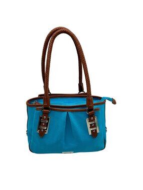 CHAPS Blue Faux Leather Tote Bag